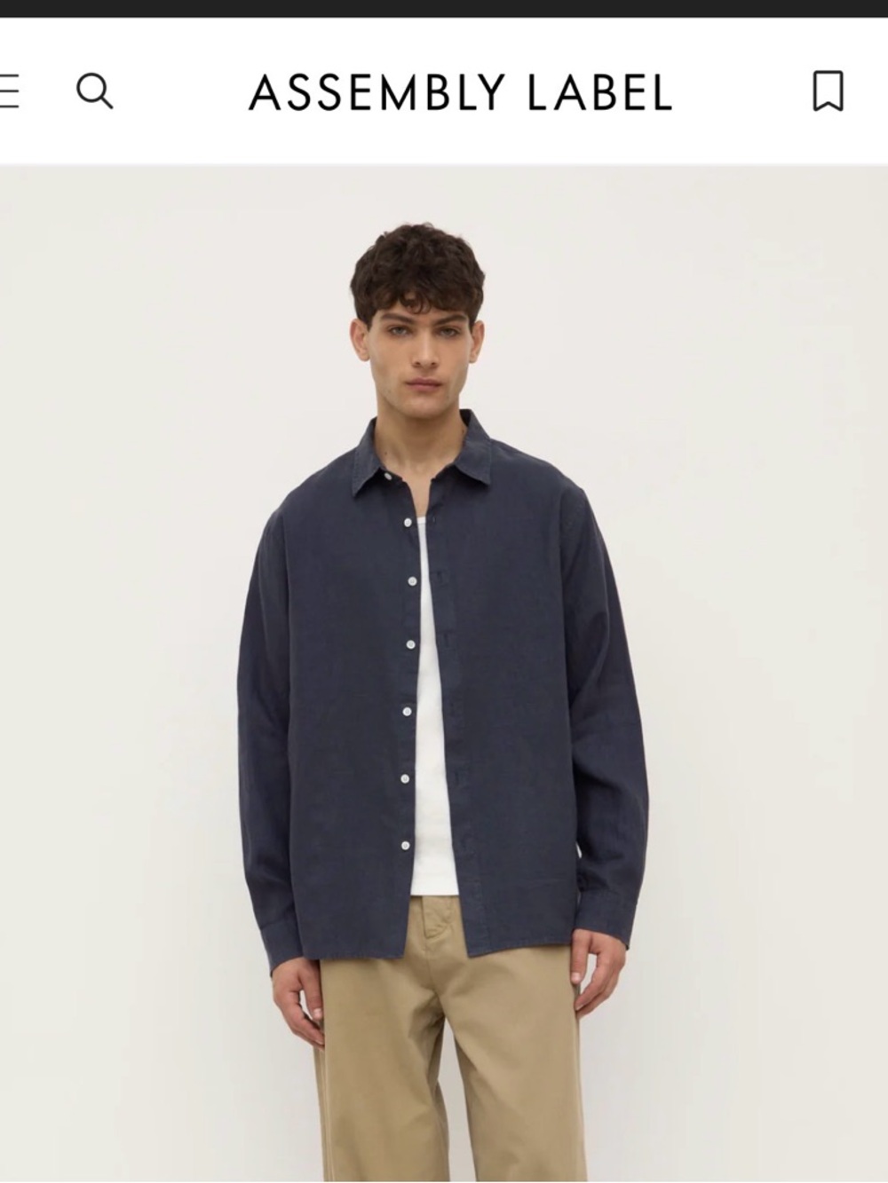 Assembly label 100% linen navy shirt size men’s Small/womens 8